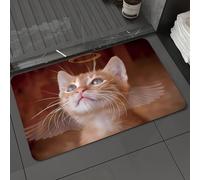 DALEXHM Tappetino da Bagno 50x80 cm,Animale, un gattino angelo con ali e alone, che guarda il cielo,Antiscivolo,Morbido Assorbente, in Microfibra,Lavabile in Lavatrice,per Vasca,Doccia
