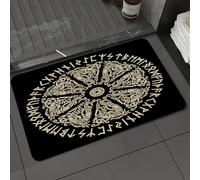DALEXHM Tappetino da Bagno 50x80 cm,Antico scudo ornamentale scandinavo con rune vichinghe e scandinave isolate su,Antiscivolo,Morbido Assorbente, in Microfibra,Lavabile in Lavatrice,per Vasca,Doccia