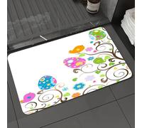 DALEXHM Tappetino da Bagno 50x80 cm,Arte pasquale decorata con uova multicolori, uccelli ed elementi decorativi,Antiscivolo,Morbido Assorbente, in Microfibra,Lavabile in Lavatrice,per Vasca,Doccia