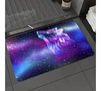 DALEXHM Tappetino da Bagno 50x80 cm,Cielo boreale colorato con spirito lupo che ulula e aurora boreale.,Antiscivolo,Morbido Assorbente, in Microfibra,Lavabile in Lavatrice,per Vasca,Doccia