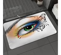 DALEXHM Tappetino da Bagno 50x80 cm,Ciglia colorate dipinte a mano con occhi verdi e trucco decorativo a forma di,Antiscivolo,Morbido Assorbente, in Microfibra,Lavabile in Lavatrice,per Vasca,Doccia