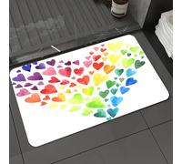 DALEXHM Tappetino da Bagno 50x80 cm,Cuori arcobaleno e multicolori che formano un'enorme opera d'arte ispirata all,Antiscivolo,Morbido Assorbente, in Microfibra,Lavabile in Lavatrice,per Vasca,Doccia