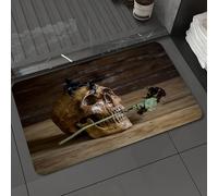 DALEXHM Tappetino da Bagno 50x80 cm,Decorazione gotica,morta, teschio e rosa con uno scorpione sulla testa Ske,Antiscivolo,Morbido Assorbente, in Microfibra,Lavabile in Lavatrice,per Vasca,Doccia
