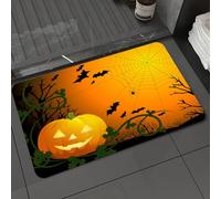 DALEXHM Tappetino da Bagno 50x80 cm,Disegno di Halloween di giorno con una zucca, una ragnatela e dei pipistrelli,Antiscivolo,Morbido Assorbente, in Microfibra,Lavabile in Lavatrice,per Vasca,Doccia