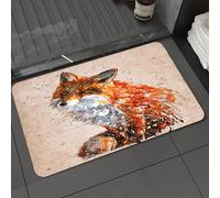 DALEXHM Tappetino da Bagno 50x80 cm,Fox, un ritratto di rossa con pennellate vivaci ad acquerello,Antiscivolo,Morbido Assorbente, in Microfibra,Lavabile in Lavatrice,per Vasca,Doccia