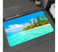 DALEXHM Tappetino da Bagno 50x80 cm, isola tropicale delle Maldive con spiaggia, mare e palme da cocco,Antiscivolo,Morbido Assorbente, in Microfibra,Lavabile in Lavatrice,per Vasca,Doccia
