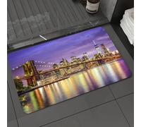 DALEXHM Tappetino da Bagno 50x80 cm,New York, NYC squisito Skyline Manhattan Broadway vecchio,Antiscivolo,Morbido Assorbente, in Microfibra,Lavabile in Lavatrice,per Vasca,Doccia