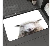 DALEXHM Tappetino da Bagno 50x80 cm,Primo piano di una pecora a pelo lungo, Ritratto di una pecora soffice su uno,Antiscivolo,Morbido Assorbente, in Microfibra,Lavabile in Lavatrice,per Vasca,Doccia
