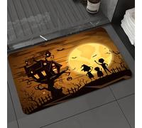 DALEXHM Tappetino da Bagno 60x100cm,Castello di Halloween in una foresta mistica e spettrale. Zucca sul castello d,Antiscivolo,Morbido Assorbente, in Microfibra,Lavabile in Lavatrice,per Vasca,Doccia
