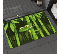DALEXHM Tappetino da Bagno 60x100cm,illustrazione rana curiosa sullo stelo del bambù,Antiscivolo,Morbido Assorbente, in Microfibra,Lavabile in Lavatrice,per Vasca,Doccia