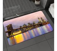 DALEXHM Tappetino da Bagno 60x100cm,Moderna silhouette dell'alba a Manhattan con luci spettacolari, scena di New Y,Antiscivolo,Morbido Assorbente, in Microfibra,Lavabile in Lavatrice,per Vasca,Doccia