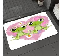 DALEXHM Tappetino da Bagno 60x100cm,Principessa rana e Principe ranocchio e sfondo di forma,Antiscivolo,Morbido Assorbente, in Microfibra,Lavabile in Lavatrice,per Vasca,Doccia