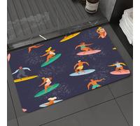 DALEXHM Tappetino da Bagno 60x100cm,Ragazzi e ragazze che fanno surf sulle tavole da surf, cavalcando le onde del,Antiscivolo,Morbido Assorbente, in Microfibra,Lavabile in Lavatrice,per Vasca,Doccia