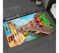 DALEXHM Tappetino da Bagno 60x100cm,Venezia, edifici colorati e canale d'acqua con barche Isola di Burano nella la,Antiscivolo,Morbido Assorbente, in Microfibra,Lavabile in Lavatrice,per Vasca,Doccia