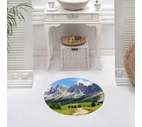 DALEXHM Tappetino da Bagno 60x60 cm,Arredamento rustico, sentiero tortuoso tra prati di pinete e paesaggio montano,Antiscivolo,Morbido Assorbente, in Microfibra,Lavabile in Lavatrice,per Vasca,Doccia