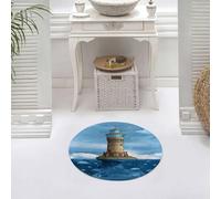 DALEXHM Tappetino da Bagno 60x60 cm,Faro gabbiani uccelli architettura barriera corallina marittima pesci sott'acq,Antiscivolo,Morbido Assorbente, in Microfibra,Lavabile in Lavatrice,per Vasca,Doccia