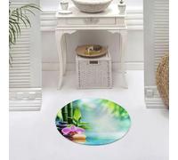 DALEXHM Tappetino da Bagno 60x60 cm,Natura morta SPA Zen verde, candela e pietra con bambù insu orchidea d'acqua,Antiscivolo,Morbido Assorbente, in Microfibra,Lavabile in Lavatrice,per Vasca,Doccia