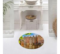 DALEXHM Tappetino da Bagno 60x60 cm,Paesaggio urbano, vecchi edifici ad Amsterdam Noord Ferry, città culturale dei,Antiscivolo,Morbido Assorbente, in Microfibra,Lavabile in Lavatrice,per Vasca,Doccia