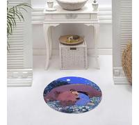 DALEXHM Tappetino da Bagno 60x60 cm,Ragazza e orso gigante nella terra dei fiori della foresta,Antiscivolo,Morbido Assorbente, in Microfibra,Lavabile in Lavatrice,per Vasca,Doccia