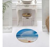 DALEXHM Tappetino da Bagno 60x60 cm,Un arcobaleno sul mare e stelle marine sulla spiaggia,Antiscivolo,Morbido Assorbente, in Microfibra,Lavabile in Lavatrice,per Vasca,Doccia