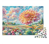 Dalia Puzzle in cartone Dalia rosa nel vivace campo di campagna puzzle classico antistress interattivo 70x50cm/1000 pezzi