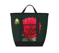 Dalia rossa,Borsa porta pranzo grande capacità isolata per donne e uomini, lavoro, picnic, viaggi