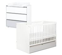 DALIA - Set fasciatoio e lettino, convertibile, 140 x 70 cm, colore: Bianco