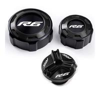 DALIDAK Adatto for YAMAHA YZFR6 YZF-R6 YZF R6 2010-2023 R 6 Accessori Coperchio serbatoio olio liquido freni anteriore e posteriore Coperchio serbatoio di stoccaggio liquido(Three black)