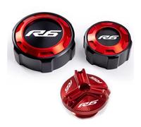 DALIDAK Adatto for YAMAHA YZFR6 YZF-R6 YZF R6 2010-2023 R 6 Accessori Coperchio serbatoio olio liquido freni anteriore e posteriore Coperchio serbatoio di stoccaggio liquido(Three red)