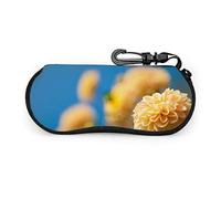 Dalie colorate contro il cielo blu Occhiali da sole Custodia morbida Cerniera in neoprene portatile ultraleggera con custodia per occhiali con clip da cintura