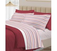 Dalila Casa Completi Letto Vari Disegni 100% Cotone Made in Italy (Riga Dots Rosso, Mis. 1 Piazza e mezza)