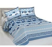 Dalila Casa Copriletto Copritutto Piquet Pesci (Blu, Mis. 2 Piazze)