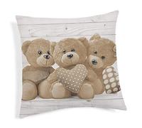 Dalila Casa Fodera Cuscino Arredo Orsetti Imbottito (Beige, Coppia cuscini 40x40)