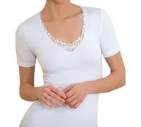 Dalila Casa Maglia Donna Mezza Manica Lana e Cotone (IT, Testo, S, Regular, Regular, Bianco Lana)