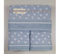Dalila Casa Set Asciugamani Cuoricini (Azzurro, Set 1+1 asciugamani)