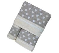 Dalila Casa Set Asciugamani Cuoricini (Panna, Set 1+1 asciugamani)