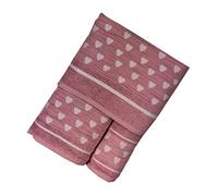 Dalila Casa Set Asciugamani Cuoricini (Rosa, Set 1+1 asciugamani)