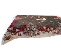 Dalila Casa Tovaglia Copritavolo in Gobelin Jacquard Natale Cinigliato Vari Disegni (Dis.Albero Natale Blu, Mis. 140x240 cm)