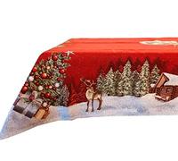 Dalila Casa Tovaglia Copritavolo Natale in Gobelin Jacquard Lurex Vari Disegni (Dis. N 4, Misura Tovaglia 140x180 cm)