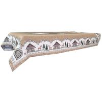 Dalila Casa Tovaglia Copritavolo Natale in Gobelin Jacquard Lurex Vari Disegni (Tirolo Beige, Mis. Tovaglia 140x240 cm)