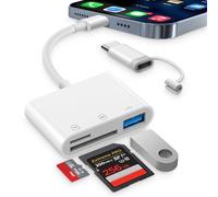 Dalimee Lettore di schede SD Lightning USB C per iPhone, iPad, [certificato Apple MFi] 3 in 1 adattatore per schede SD con slot SD, MicroSD e USB, Plug and Play, adatto per telefoni/laptop/tablet