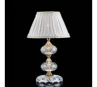 Dallas lumetto abat jour cristallo decoro oro con paralume organza bianco