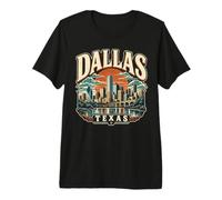 Dallas State Texas TX Skyline Vintage Maglietta Premium