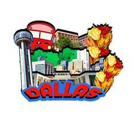 Dallas Texas Magnete da frigorifero in legno souvenir d'arte collezione creativa fatta a mano viaggi casa ufficio regali paesaggio frigorifero Decor USA-452