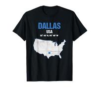 Dallas USA Mappa Coordinate Maglietta