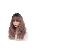 Dall'aspetto naturale, Parrucche rosso scuro for donna Parrucca ondulata bordeaux con frangia Parrucca sintetica colorata Ombre rossa for la festa quotidiana, Stile impeccabile(Ombre pink)