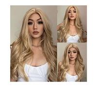 Dall'aspetto naturale, TINY LANA Parrucche sintetiche bionde ondulate lunghe con riflessi Parte centrale for donne afro Cosplay Capelli naturali Fibra resistente al calore, Stile impeccabile