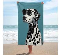 Dalmata con occhiali da sole telo mare in microfibra senza sabbia grandi asciugamani doccia multiuso assorbente per bagno piscina 130 x 80 cm