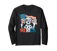 Dalmata Merica Bandiera Americana 4 luglio Amante dei Cani Maglia a Manica