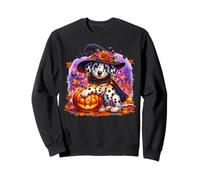 Dalmatian Dog Halloween Graphic with Spooky Pumpkin Face Felpa